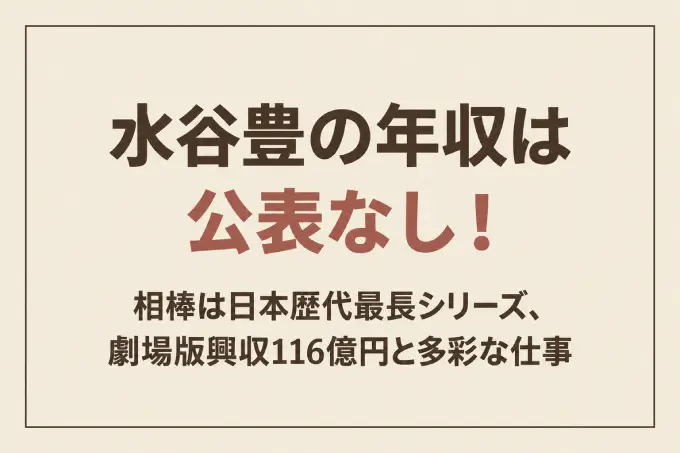 水谷豊の年収は公表なし！相棒は日本歴代最長シリーズ、劇場版興収116億円と多彩な仕事