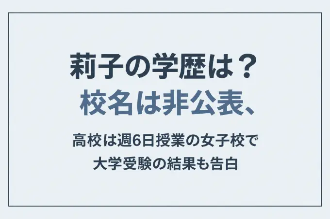 莉子の学歴は？校名は非公表、高校は週6日授業の女子校で大学受験の結果も告白